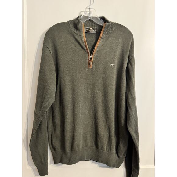 Men’s Southern Point Co. Green The Hayward Zip Pullover Sweater Sz M Preppy Gorp - Picture 2 of 9